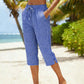 🎁2026 New Arrivals 50% OFF💥Gingham Capri Pants – Drawstring Comfort & Breathable Cotton-Linen