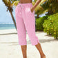🎁2026 New Arrivals 50% OFF💥Gingham Capri Pants – Drawstring Comfort & Breathable Cotton-Linen