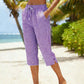 🎁2026 New Arrivals 50% OFF💥Gingham Capri Pants – Drawstring Comfort & Breathable Cotton-Linen