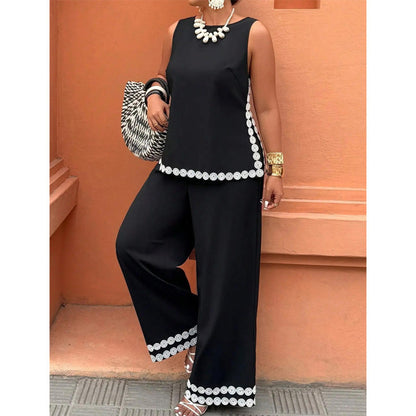 🎁2026 New Arrivals 50% OFF💥Women's Sleeveless Top & Wide-Leg Pants Suit – Lace trim & flowy elegance – Perfect for summer days, resort or special events ☀️