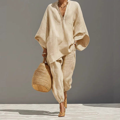 🎁2026 New Arrivals 50% OFF💥Women's Summer Slouchy Loose Fit Pants Set with Batwing Sleeves