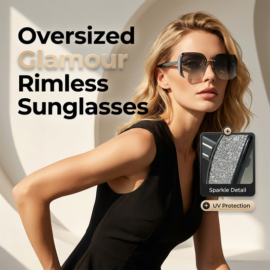 🎁2026 New Arrivals 50% OFF💥Rimless Oversized Square Sunglasses – Gradient Lens, Glitter Details, UV Protection ✨