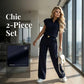 🎁2026 New Arrivals 50% OFF💥Women's Casual Top & Pants 2-Piece Set – Chic, Wide-Leg, Gold Accents ✨