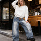 🎁2026 New Arrivals 50% OFF💥Women's Asymmetrical Waist Wide-Leg Denim Jeans