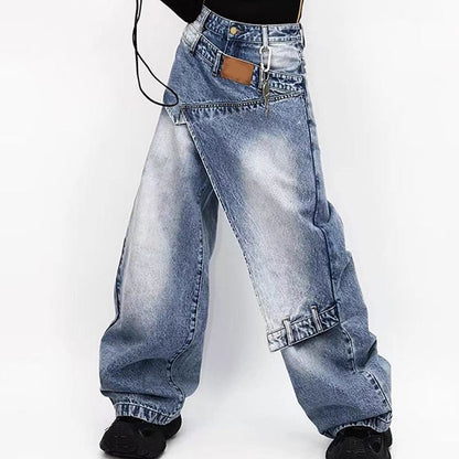 🎁2026 New Arrivals 50% OFF💥Women's Asymmetrical Waist Wide-Leg Denim Jeans