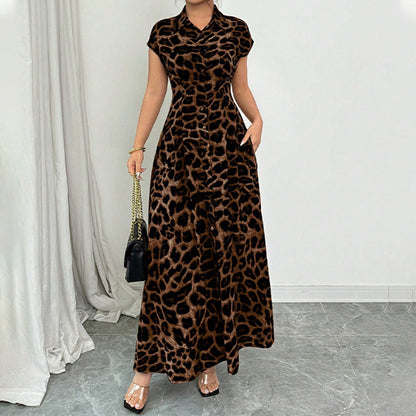🎁2026 New Arrivals 50% OFF💥Women's Elegant Leopard Print Lapel Dress✨