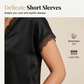 🎁2026 New Arrivals 50% OFF💥Women's Satin Blouse – V-Neck Tie Front, Lace Trim & Short Sleeves, Loose Fit Slimming Top💫🌸