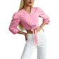 🎁2026 New Arrivals 50% OFF💥Women's Elegant V-Neck Tie-Waist Top – Adjustable Fit & Premium Soft Fabric – Versatile Chic 👠