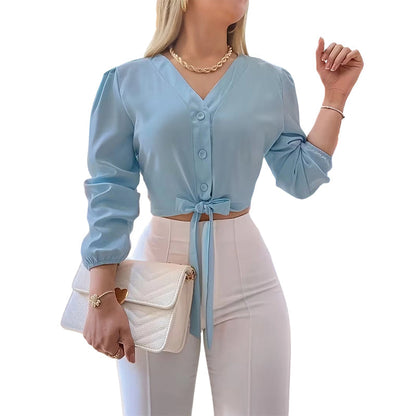 🎁2026 New Arrivals 50% OFF💥Women's Elegant V-Neck Tie-Waist Top – Adjustable Fit & Premium Soft Fabric – Versatile Chic 👠
