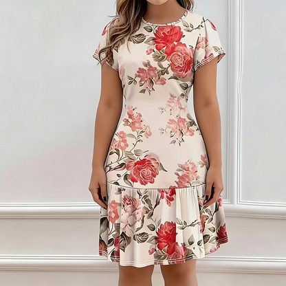🎁2026 New Arrivals 50% OFF💥Women's Elegant Floral Print Ruffled Hem Dress