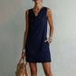 🎁2026 New Arrivals 50% OFF💥Elegant Slim Fit Cowl Neck Dress – Sleeveless, Side Pockets, Versatile ✨