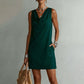 🎁2026 New Arrivals 50% OFF💥Elegant Slim Fit Cowl Neck Dress – Sleeveless, Side Pockets, Versatile ✨