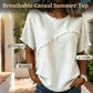 🎁2026 New Arrivals 50% OFF💥Women's Summer Top with Raw Edge Paneling – Round Neck, Relaxed Fit, Edgy ✨