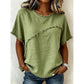 🎁2026 New Arrivals 50% OFF💥Women's Summer Top with Raw Edge Paneling – Round Neck, Relaxed Fit, Edgy ✨