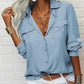 🎁2026 New Arrivals 50% OFF💥Women's Solid Lapel Long Sleeves Button-Down Shirt