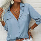 🎁2026 New Arrivals 50% OFF💥Women's Solid Lapel Long Sleeves Button-Down Shirt