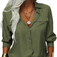 🎁2026 New Arrivals 50% OFF💥Women's Solid Lapel Long Sleeves Button-Down Shirt