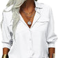 🎁2026 New Arrivals 50% OFF💥Women's Solid Lapel Long Sleeves Button-Down Shirt