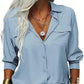🎁2026 New Arrivals 50% OFF💥Women's Solid Lapel Long Sleeves Button-Down Shirt