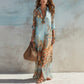 🎁2026 New Arrivals 50% OFF💥Elegant Retro Print Maxi Dress | Boho V-Neck Button-Down Flowy Gown | Breathable Summer Beach Holiday Dress