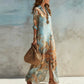 🎁2026 New Arrivals 50% OFF💥Elegant Retro Print Maxi Dress | Boho V-Neck Button-Down Flowy Gown | Breathable Summer Beach Holiday Dress