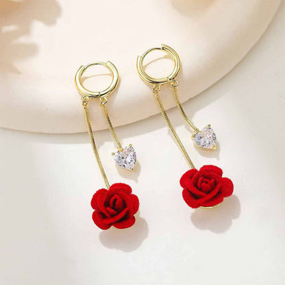 🎁2026 New Arrivals 50% OFF💥French Vintage Red Rose Dangle Earrings