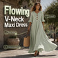 🎁2026 New Arrivals 50% OFF💥Women's V-Neck Loose Maxi Dress – Flowing Silhouette, Soft Drape, Day to Dinner 🌙