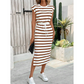 🎁2026 New Arrivals 50% OFF💥Women's Striped Drawstring Waist Split Midi Dress – Classic Stripes, Side Slit, Breathable 🌿
