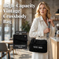 🎁2026 New Arrivals 50% OFF💥Women's Vintage Large-Capacity Crossbody Bag – Ribbed Fabric, Multi-Zip, Geometric Strap 🌿