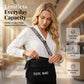 🎁2026 New Arrivals 50% OFF💥Women's Vintage Large-Capacity Crossbody Bag – Ribbed Fabric, Multi-Zip, Geometric Strap 🌿