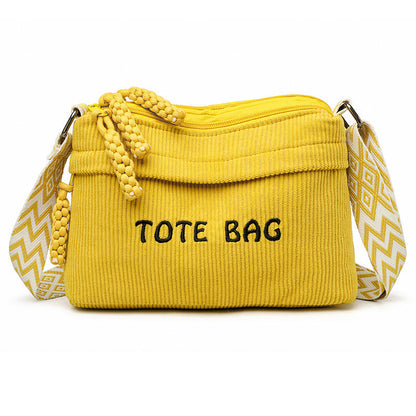 🎁2026 New Arrivals 50% OFF💥Women's Vintage Large-Capacity Crossbody Bag – Ribbed Fabric, Multi-Zip, Geometric Strap 🌿