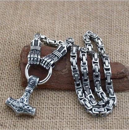 🎁2026 New Arrivals 50% OFF💥Viking Thor Hammer Pendant Necklace – Stainless steel with Byzantine chain – Bold & durable – perfect for daily wear or gifting ✨💪