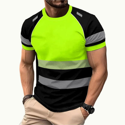 🎁2026 New Arrivals 50% OFF💥Men’s Fluorescent Color Block Athletic Shirt Outdoor Safety Tee