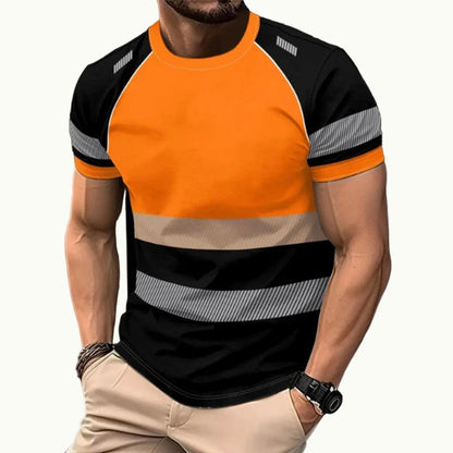 🎁2026 New Arrivals 50% OFF💥Men’s Fluorescent Color Block Athletic Shirt Outdoor Safety Tee