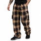 🎁2026 New Arrivals 50% OFF💥Men's Retro Plaid Loose Fit Cargo Pants – Wide Leg, Cargo Pockets, Drawstring Waist 🌿
