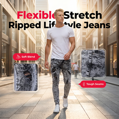 🎁2026 New Arrivals 50% OFF💥Men's Slim Fit Ripped Jeans – Stretch Distress, Acid Wash, Edgy Style 🔥