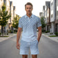 🎁2026 New Arrivals 50% OFF💥Men's Geometric Print Collared Top & Shorts Set – Modern Pattern & Breathable Coordinated Look 🔷