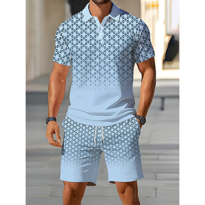 🎁2026 New Arrivals 50% OFF💥Men's Geometric Print Collared Top & Shorts Set – Modern Pattern & Breathable Coordinated Look 🔷
