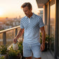 🎁2026 New Arrivals 50% OFF💥Men's Geometric Print Collared Top & Shorts Set – Modern Pattern & Breathable Coordinated Look 🔷
