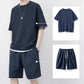 🎁2026 New Arrivals 50% OFF💥Men's Waffle Knit T-Shirt & Shorts Set – Cooling Sensation Fabric & Relaxed Fit Design 💙