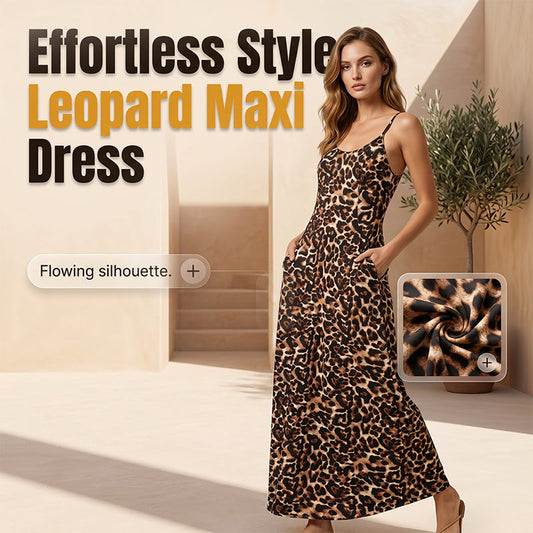 🎁2026 New Arrivals 50% OFF💥Women's Leopard Print Spaghetti Strap Maxi Dress
