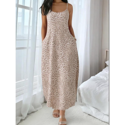 🎁2026 New Arrivals 50% OFF💥Women's Leopard Print Spaghetti Strap Maxi Dress