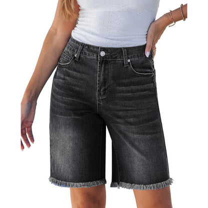 🎁2026 New Arrivals 50% OFF💥Women's Casual High Waisted Fringed Denim Shorts – Stretchy & raw hem – Perfect for summer, beach or casual outings – comfortable and trendy 🏖️✨