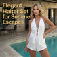 🎁2026 New Arrivals 50% OFF💥Sexy Backless Halter Top & Shorts Set – Adjustable tie-front & breathable – Perfect for beach, pool or summer parties – chic and comfortable 🥂🌊✨