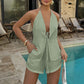 🎁2026 New Arrivals 50% OFF💥Sexy Backless Halter Top & Shorts Set – Adjustable tie-front & breathable – Perfect for beach, pool or summer parties – chic and comfortable 🥂🌊✨