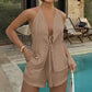🎁2026 New Arrivals 50% OFF💥Sexy Backless Halter Top & Shorts Set – Adjustable tie-front & breathable – Perfect for beach, pool or summer parties – chic and comfortable 🥂🌊✨