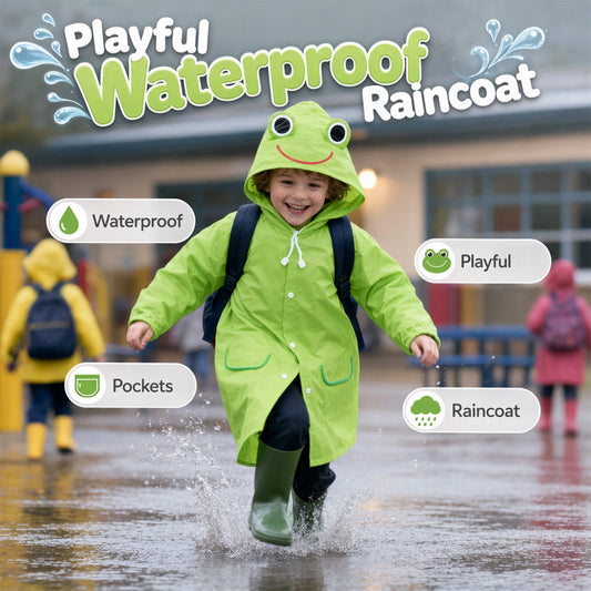 🎁2026 New Arrivals 50% OFF💥Kids Frog-Style Rain Poncho ☔– Waterproof, Lightweight & Backpack-Friendly
