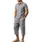 🎁2026 New Arrivals 50% OFF💥Men Summer Linen Set Loose Shirt and Cargo Shorts Two Piece Outfit