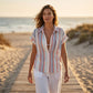 🎁2026 New Arrivals 50% OFF💥Women's Striped Short-Sleeve Button Down Shirt👔🏖️