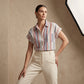 🎁2026 New Arrivals 50% OFF💥Women's Striped Short-Sleeve Button Down Shirt👔🏖️